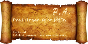Preininger Adorján névjegykártya
